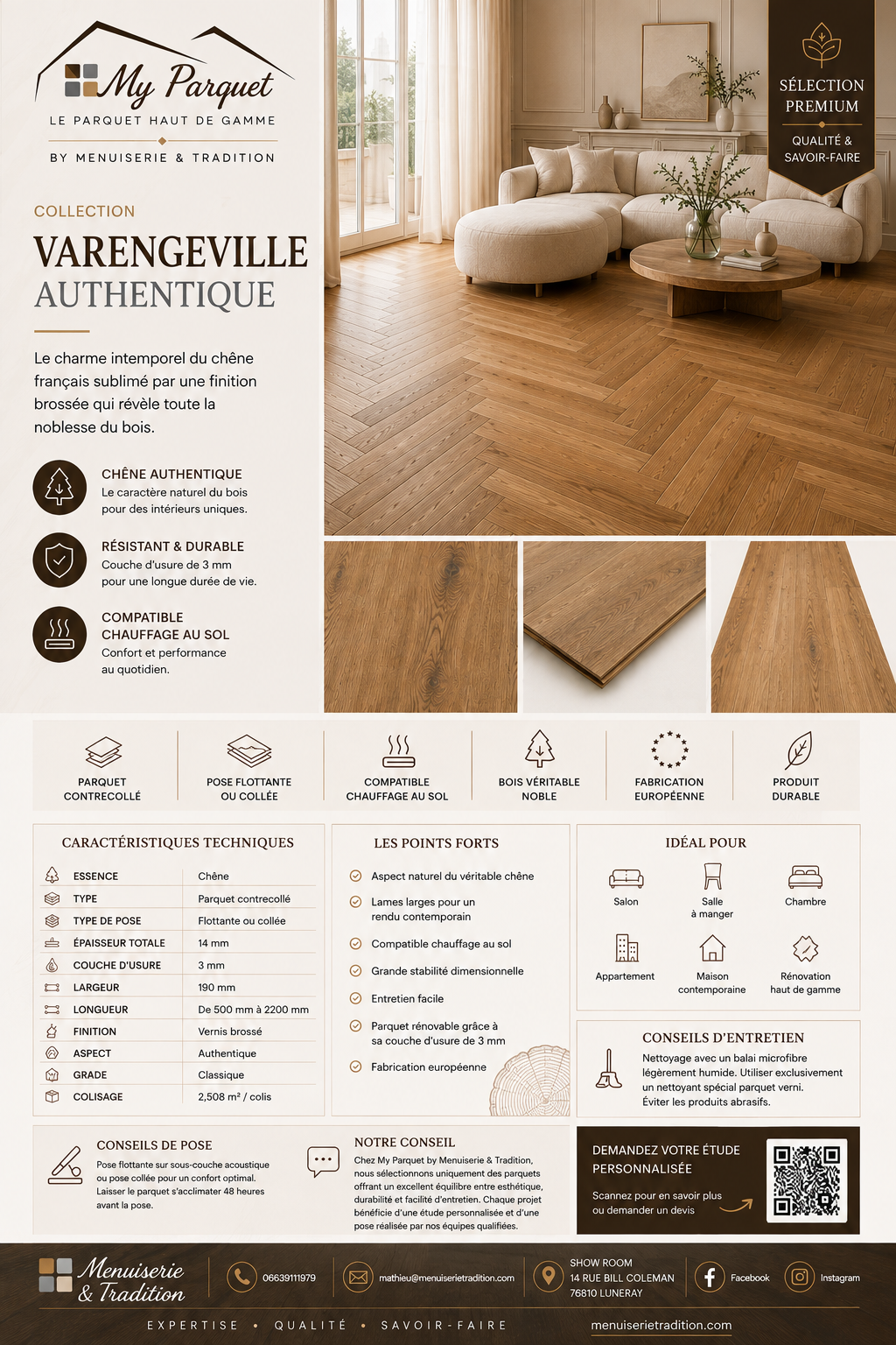 Varengeville Authentique – Parquet chêne point de Hongrie