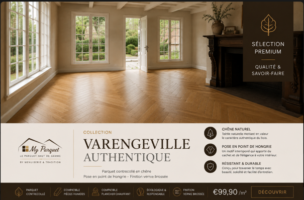 Varengeville Authentique – Parquet chêne Point de Hongrie