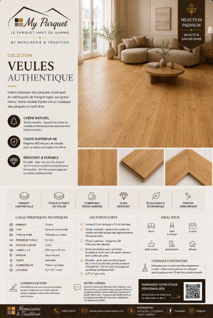 Veules authentique – Parquet chêne naturel